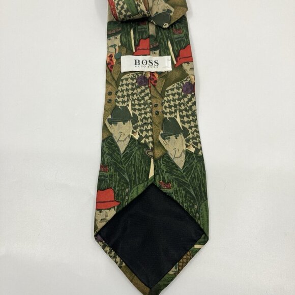 Boss by Hugo Boss Silk Neck Tie Mens Green Made in Italy - Picture 6 of 7